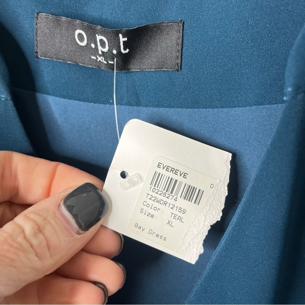 O.P.T. Evereve Bay Dress Teal Size XL V Neck Tiered Dress - Picture 7 of 9